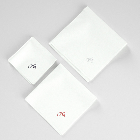 Organic Handkerchiefs with your initials chancellery  in Blue White Red embroidered & Made in Paris France  By PhilippeGaber