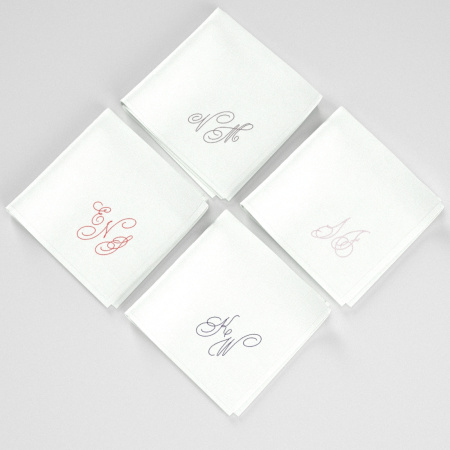 3 mouchoirs français personnalisés avec vos initiales style signature brodés & fabriqué àParis par Philippegaber