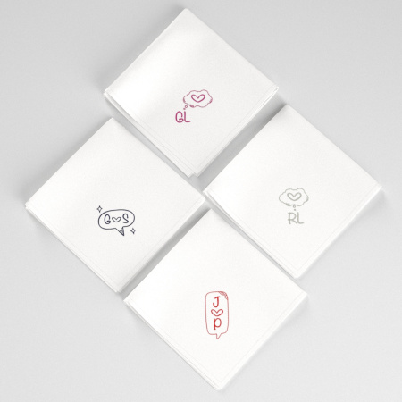 Mouchoirs français personnalisés avec initiales style doodle love brodés &  fabriqués à Paris par PhilippeGaber
