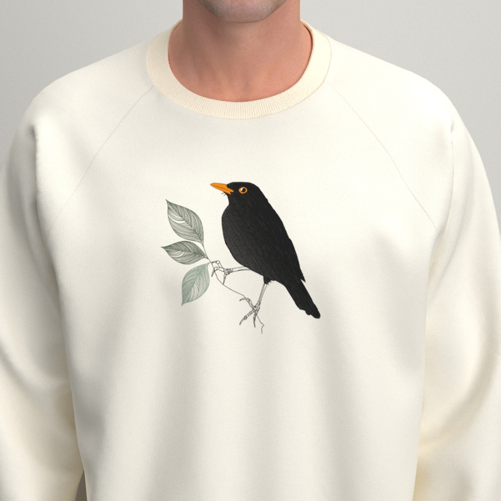 Organic Sweatshirt black bird embroidered & made in paris PhilippGaber