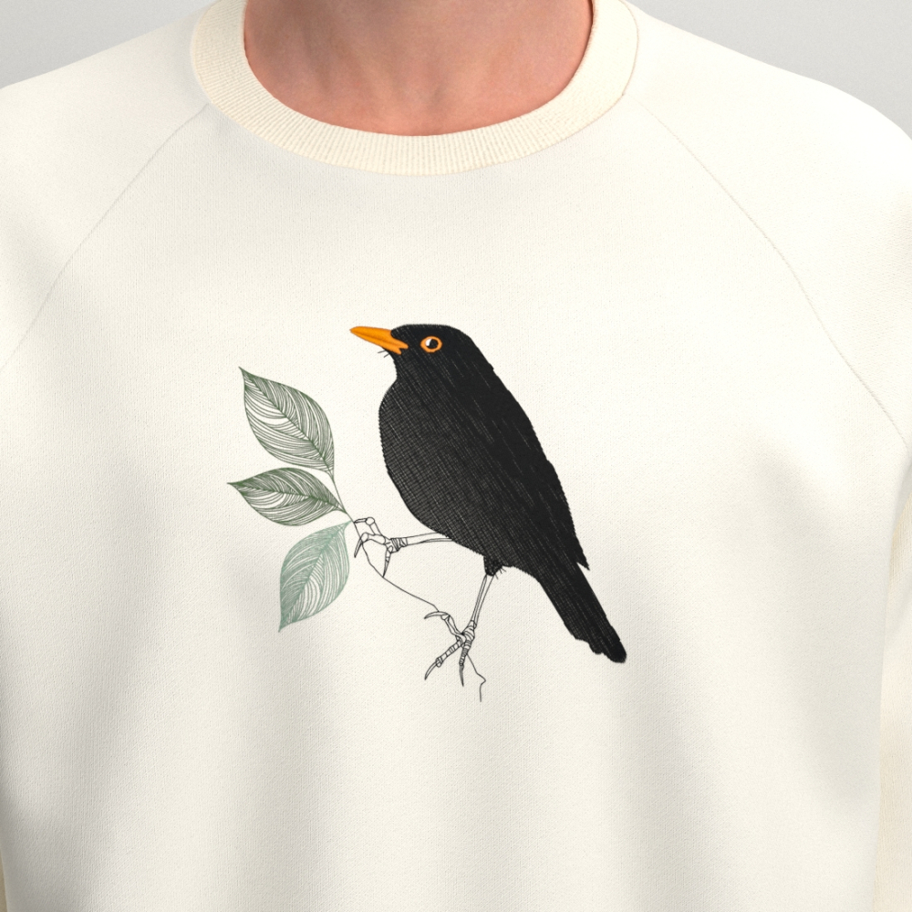 Organic Sweatshirt black bird embroidered & made in paris PhilippGaber