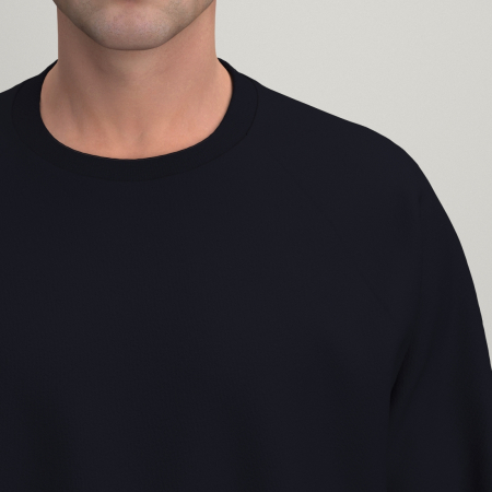 Sweatshirt bio French Terry Bleu marine manches raglan fabriqué à Paris France par  PhilippeGaber