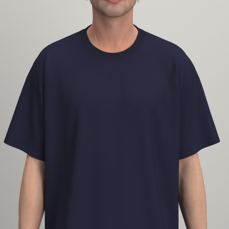 Organic navy blue Cotton minimalist Oversize unisex T-shirt made in PARIS France by Philippe Gaber