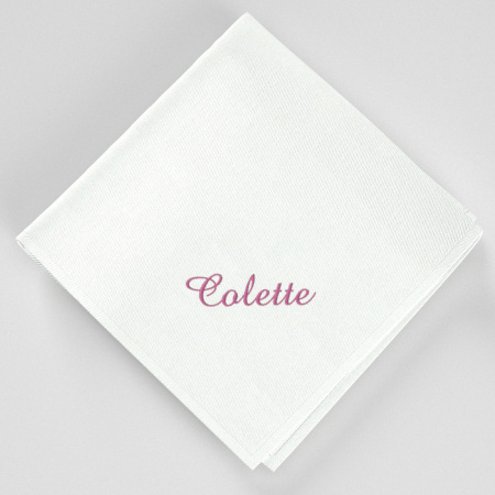 Organic handkerchiefs with first name Colette style embroidered & Made in Paris by philippegaber