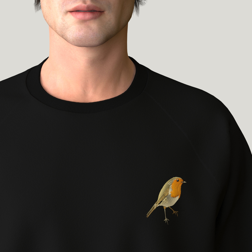 Organic Sweatshirt little robin embroidered PhilippeGaber PARIS