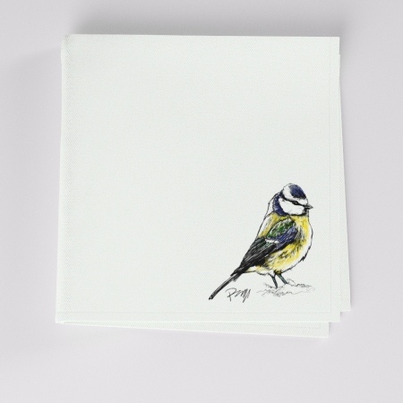 3 Organic Handkerchiefs with the Eurasian blue tit Drawn by Philipp Made in Paris France by PhilippeGaber