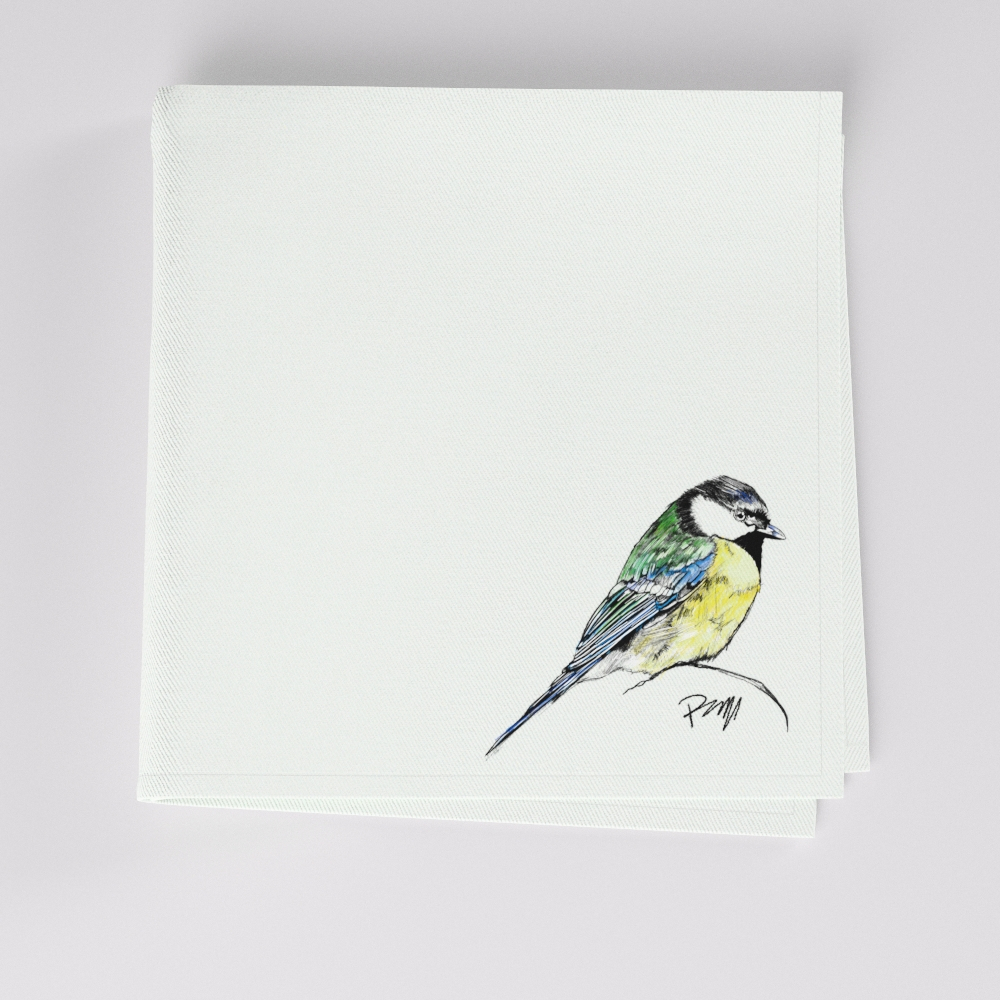 1 Organic Handkerchief with a bird Drawn by Philipp