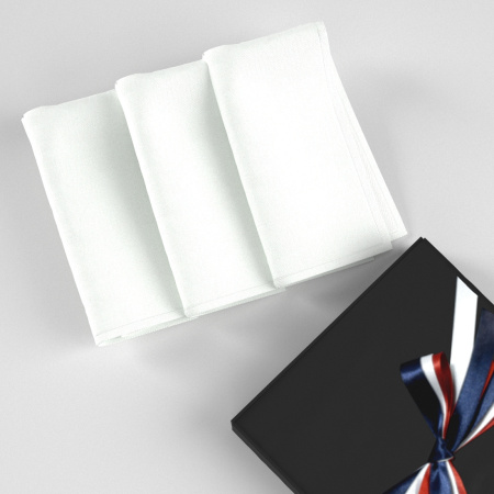 3 Handkerchiefs 40cm in organic cotton batiste woven in France