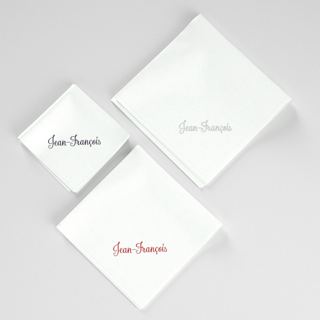 Personalized organic handkerchiefs Embroidered and Pade in Paris France by Philipp Gaber since 2009