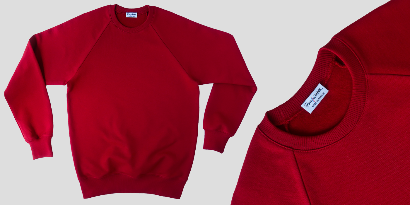 et red sweatshirt